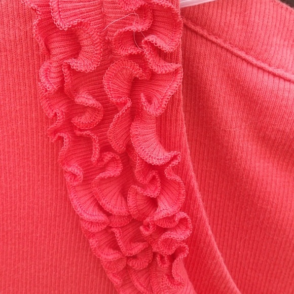 Talbots Small Petite Orange / Coral Ruffle top - Picture 1 of 5